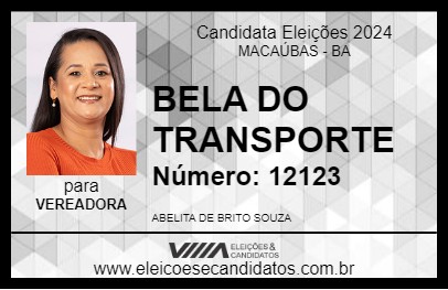 Candidato BELA DO TRANSPORTE 2024 - MACAÚBAS - Eleições