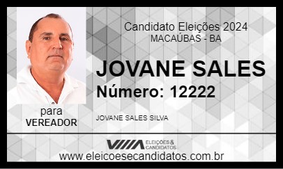 Candidato JOVANE SALES 2024 - MACAÚBAS - Eleições