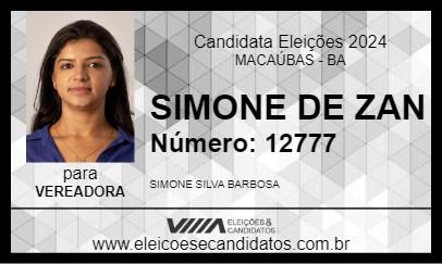 Candidato SIMONE DE ZAN 2024 - MACAÚBAS - Eleições