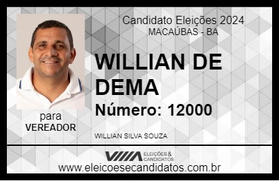 Candidato WILLIAN DE DEMA 2024 - MACAÚBAS - Eleições