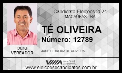 Candidato TÉ OLIVEIRA 2024 - MACAÚBAS - Eleições