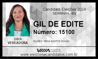 Candidato GIL DE EDITE 2024 - SERRINHA - Eleições