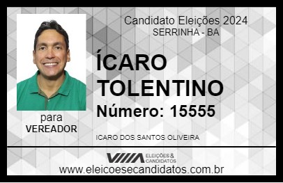 Candidato ÍCARO TOLENTINO 2024 - SERRINHA - Eleições