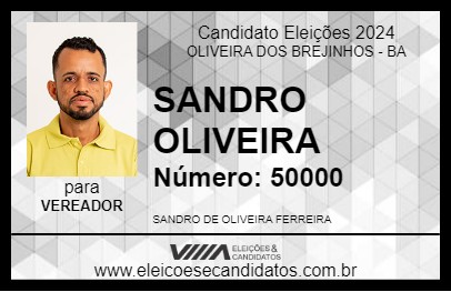 Candidato SANDRO OLIVEIRA 2024 - OLIVEIRA DOS BREJINHOS - Eleições