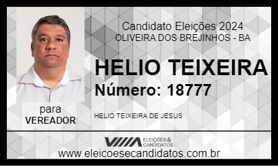 Candidato HELIO TEIXEIRA 2024 - OLIVEIRA DOS BREJINHOS - Eleições