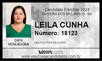 Candidato LEILA CUNHA 2024 - OLIVEIRA DOS BREJINHOS - Eleições