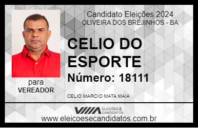 Candidato CELIO DO ESPORTE 2024 - OLIVEIRA DOS BREJINHOS - Eleições