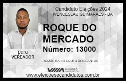 Candidato ROQUE DO MERCADO 2024 - WENCESLAU GUIMARÃES - Eleições