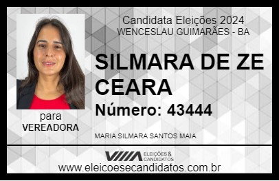 Candidato SILMARA DE ZE CEARA 2024 - WENCESLAU GUIMARÃES - Eleições