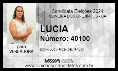 Candidato LUCIA 2024 - OLIVEIRA DOS BREJINHOS - Eleições