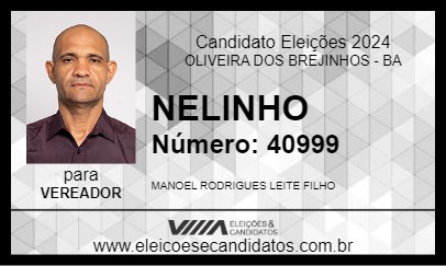 Candidato NELINHO 2024 - OLIVEIRA DOS BREJINHOS - Eleições