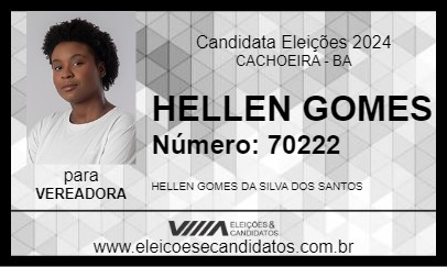 Candidato HELLEN GOMES 2024 - CACHOEIRA - Eleições