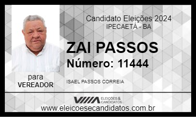 Candidato ZAI PASSOS 2024 - IPECAETÁ - Eleições