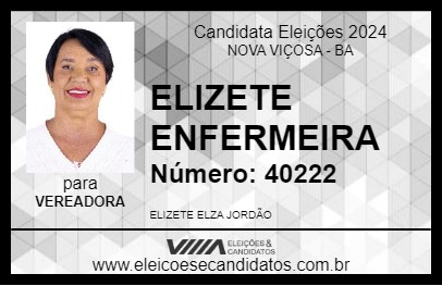 Candidato ELIZETE ENFERMEIRA 2024 - NOVA VIÇOSA - Eleições