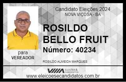 Candidato ROSILDO BELLO FRUIT 2024 - NOVA VIÇOSA - Eleições