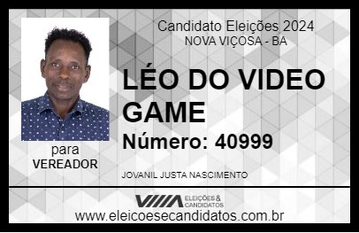 Candidato LÉO DO VIDEO GAME 2024 - NOVA VIÇOSA - Eleições