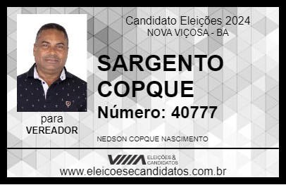 Candidato SARGENTO COPQUE 2024 - NOVA VIÇOSA - Eleições