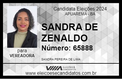 Candidato SANDRA DE ZENALDO 2024 - APUAREMA - Eleições