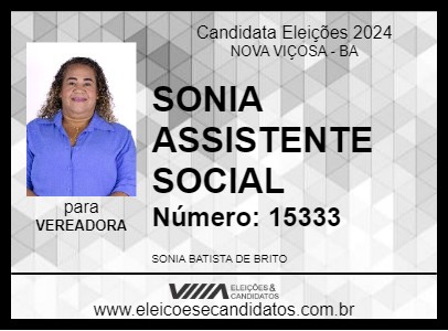 Candidato SONIA ASSISTENTE SOCIAL 2024 - NOVA VIÇOSA - Eleições