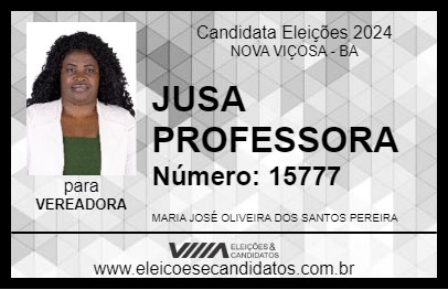 Candidato JUSA PROFESSORA 2024 - NOVA VIÇOSA - Eleições