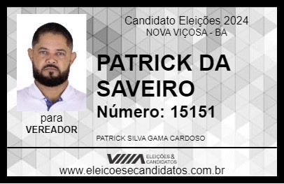 Candidato PATRICK DA SAVEIRO 2024 - NOVA VIÇOSA - Eleições