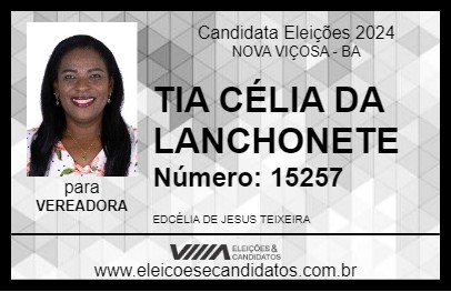 Candidato TIA CÉLIA DA LANCHONETE 2024 - NOVA VIÇOSA - Eleições