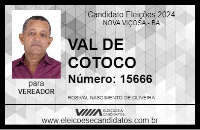 Candidato VAL DE COTOCO 2024 - NOVA VIÇOSA - Eleições