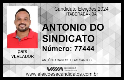 Candidato ANTONIO DO SINDICATO 2024 - ITABERABA - Eleições