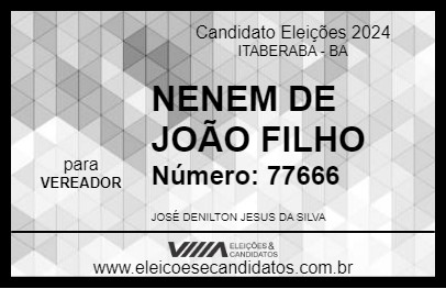 Candidato NENEM DE JOÃO FILHO 2024 - ITABERABA - Eleições