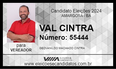 Candidato VAL CINTRA 2024 - AMARGOSA - Eleições