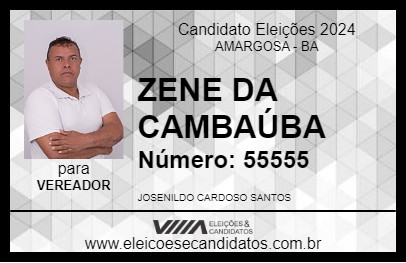 Candidato ZENE DA CAMBAÚBA 2024 - AMARGOSA - Eleições