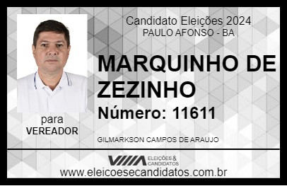 Candidato MARQUINHO DE ZEZINHO 2024 - PAULO AFONSO - Eleições