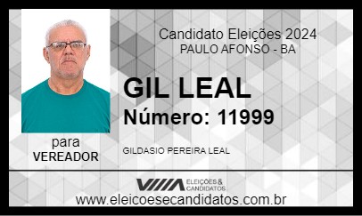 Candidato GIL LEAL 2024 - PAULO AFONSO - Eleições