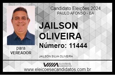 Candidato JAILSON OLIVEIRA 2024 - PAULO AFONSO - Eleições