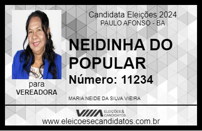 Candidato NEIDINHA DO POPULAR 2024 - PAULO AFONSO - Eleições