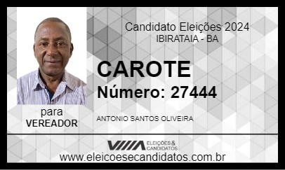 Candidato CAROTE 2024 - IBIRATAIA - Eleições