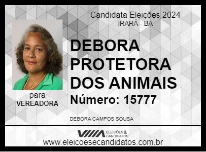 Candidato DEBORA PROTETORA DOS ANIMAIS 2024 - IRARÁ - Eleições