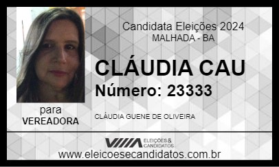 Candidato CLÁUDIA CAU 2024 - MALHADA - Eleições