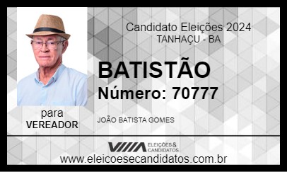 Candidato BATISTÃO 2024 - TANHAÇU - Eleições