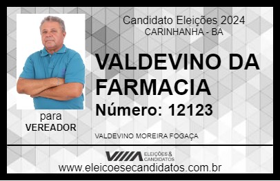 Candidato VALDEVINO DA FARMACIA 2024 - CARINHANHA - Eleições