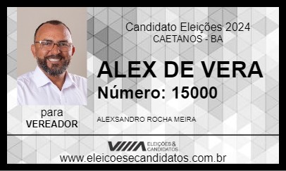 Candidato ALEX DE VERA 2024 - CAETANOS - Eleições