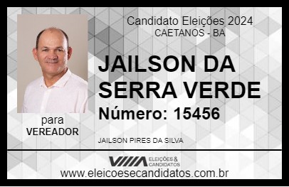 Candidato JAILSON DA SERRA VERDE 2024 - CAETANOS - Eleições