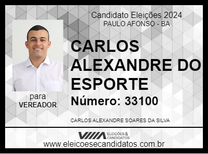 Candidato CARLOS ALEXANDRE DO ESPORTE 2024 - PAULO AFONSO - Eleições