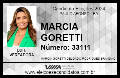 Candidato MARCIA GORETTI 2024 - PAULO AFONSO - Eleições