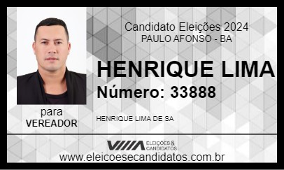 Candidato HENRIQUE LIMA 2024 - PAULO AFONSO - Eleições