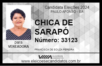 Candidato CHICA SARAPÓ 2024 - PAULO AFONSO - Eleições