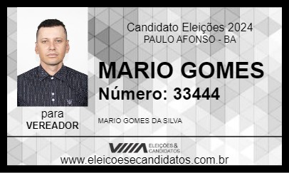 Candidato MARIO GOMES 2024 - PAULO AFONSO - Eleições