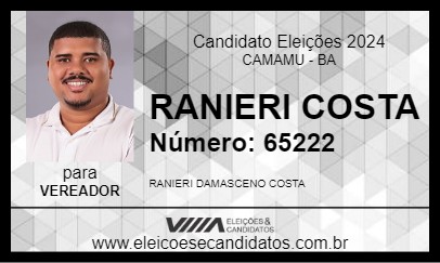 Candidato RANIERI COSTA 2024 - CAMAMU - Eleições