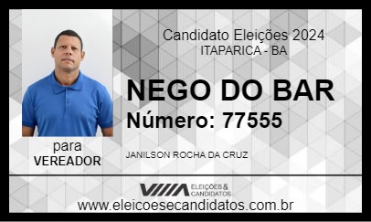 Candidato NEGO DO BAR 2024 - ITAPARICA - Eleições