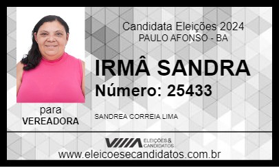 Candidato IRMÂ SANDRA 2024 - PAULO AFONSO - Eleições